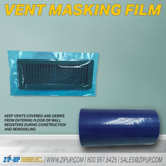 Zip-Up brand Vent Masking Clip. 
Keep vents covered and debris from entering floor or wall registers during construction and remodeling. Cover vents during painting and construction. Vent Masking Film is a perforated, self-adhesive film that prevents debris from getting inside of duct work.
-
-
-
-
-
#vent #ventprotection #ventmask #ventmaskingfilm #ventmasking #ventcovers #ventcovering #buildingmaterials #construction #remodeling #remediation #dustcontrol #dustbarrier #dustbarriersystem #dustcontainment #zipup #zipupproducts