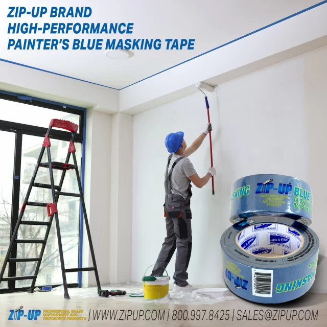 Zip-Up Branded 𝗣𝗔𝗜𝗡𝗧𝗘𝗥𝗦 𝗕𝗟𝗨𝗘 𝗠𝗔𝗦𝗞𝗜𝗡𝗚 𝗧𝗔𝗣𝗘 FOR RENOVATION AND REMODELING COMMERCIAL AND RESIDENTIAL CONSTRUCTION SITES.
14 Day UV blue masking tape is ideal for long-term masking on painted surfaces, windows, and doors. Clean removal and sharp lines.

Call 𝟭-𝟴𝟬𝟬-𝟵𝟵𝟳-𝟴𝟰𝟮𝟱 or Email: 𝘀𝗮𝗹𝗲𝘀@𝘇𝗶𝗽𝘂𝗽.𝗰𝗼𝗺 for more info.
#bluetape #bluemaskingtape #painterstape #paintersbluetape #painting #paint #paintjob #housepainting  #zipup #zipupproducts